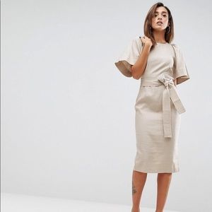 Asos Shoulder Detail Mini Dress Linen 4 NWT